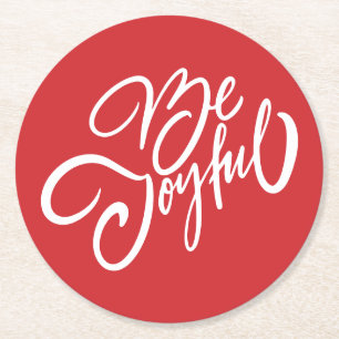 Elegant Be Joyful Holiday Design Ronde Kartonnen Onderzetter