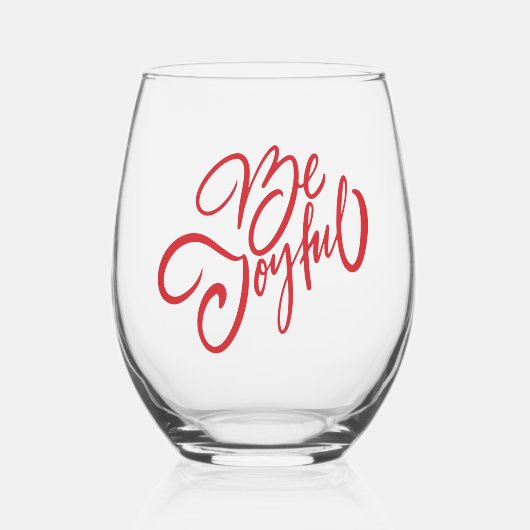 Elegant Be Joyful Holiday Design Wijnglas Zonder Voet (Voorkant)