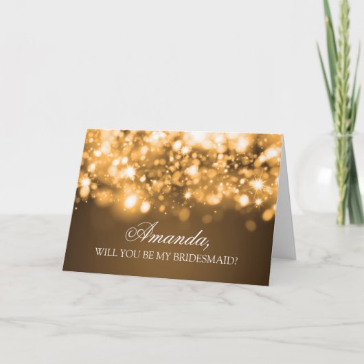 Elegant Be My Bridesmaid Sparkling Lights Gold (Voorkant)