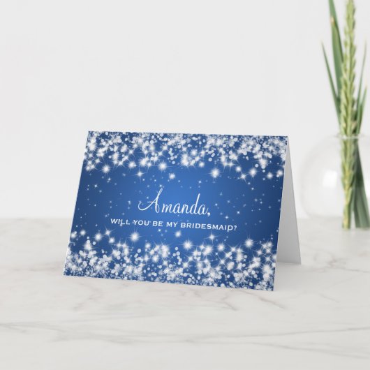 Elegant Be My Bridesmaid Winter Sparkle Blue (Voorkant)