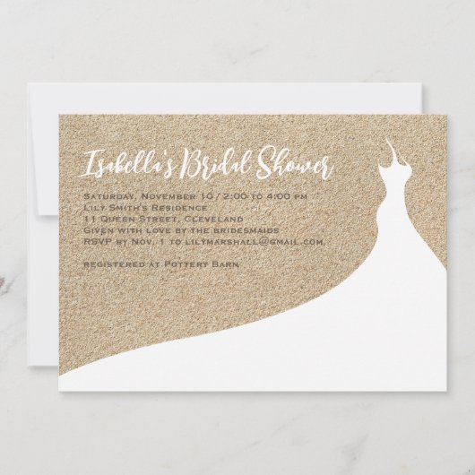 Elegant Beach Bridal Shower Invitation white Kaart (Voorkant)