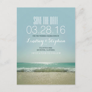 Elegant Beach Bruiloft Save the Date Aankondigingskaart