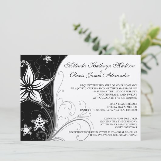 Elégant Beach Destination Wedding Invitations à th (Debout devant)