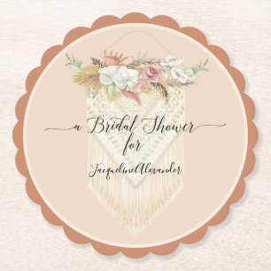 Elegant Beach Floral Greenery Blush Vrijgezellenfe Kartonnen Onderzetters