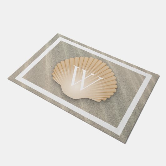 Elegant Beach & Seashell Monogram Deurmat (Schuin)