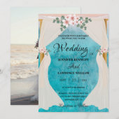 Elegant Beach Seaside Tulle Arbor foto bruiloft Kaart (Voorkant / Achterkant)