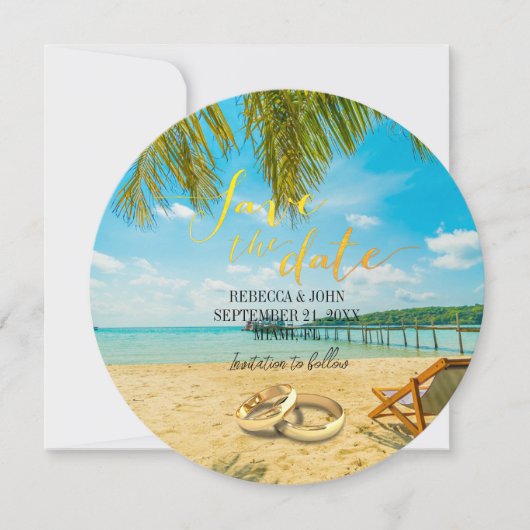 Elégant Beach Summer Wedding Enregistrer la carte (Devant)