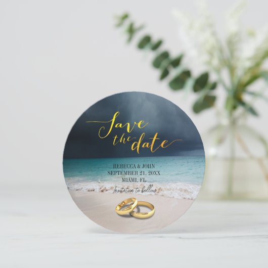 Elégant Beach Summer Wedding Enregistrer la carte (Debout devant)