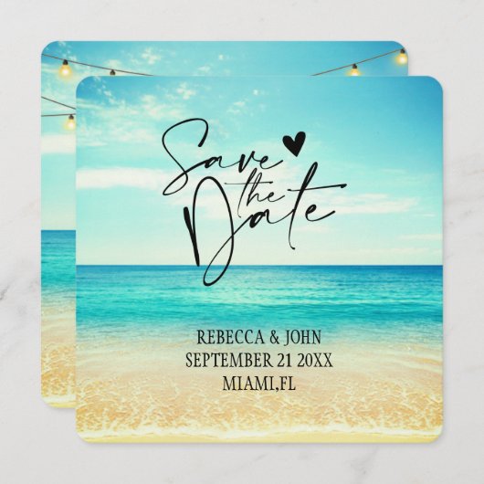 Elegant Beach Summer Wedding Save the Date Kaart (Voorkant / Achterkant)