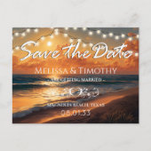 Elegant Beach Sunset Save the Date Aankondigingskaart (Voorkant)