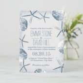 Elegant Beach Theme Wedding Invitations Kaart (Staand voorkant)