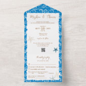 Elegant Beach Threaded Weddenschap met QR-code RSV All In One Uitnodiging (Binnen)