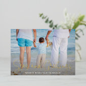 Elegant Beach Vacking Foto met kerstmis Gold Folie Feestdagenkaart (Staand Voorkant)
