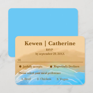 Elegant Beach Watercolor wedding rsvp card Kaartje