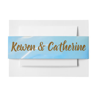 Elegant Beach Watercolor Wedding Uitnodigingen Wikkel