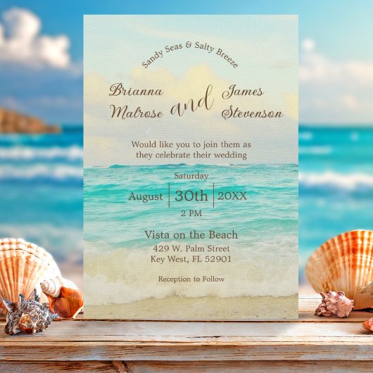 Elégant Beach Wedding Invitation