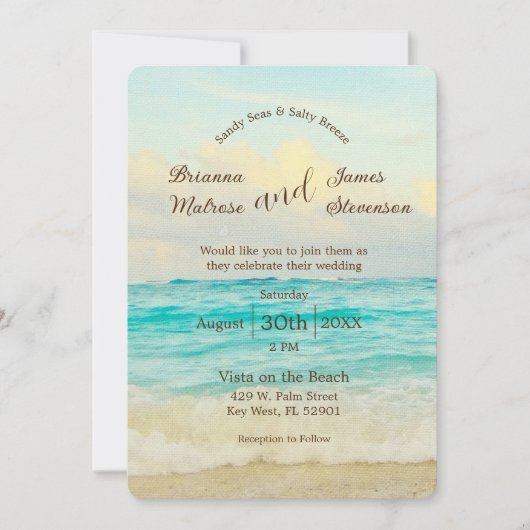 Elégant Beach Wedding Invitation (Devant)