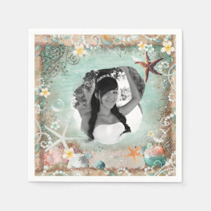 Elegant Beach Zee Starfish & Pearls Party Photo Servet