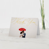 Elegant Beatrice Script Photo Weddenschap Bedankt Folie Wenskaart (Voorkant)