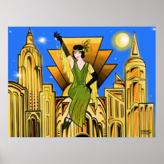 Elégant Beau Art Déco inspiré Poster
