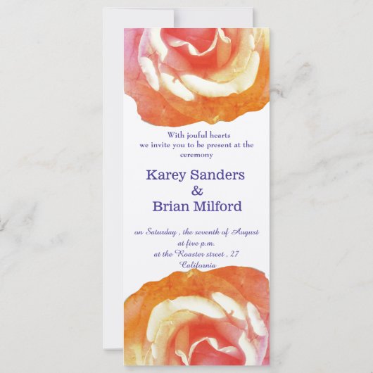 Elégant, Beau Faire-part de mariage Rose (Dos)