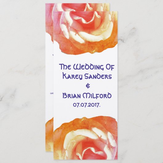 Elégant, Beau Faire-part de mariage Rose (Devant / Derrière)