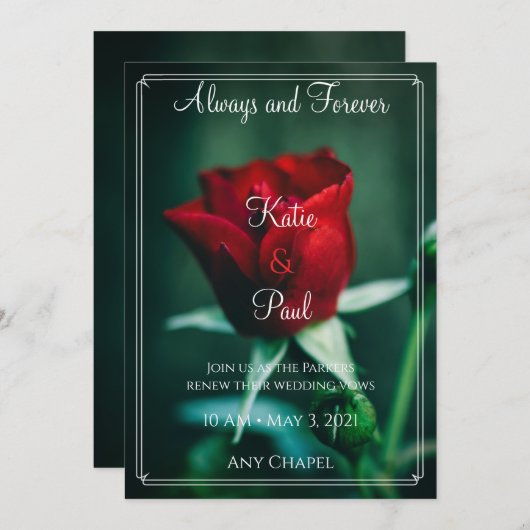 Elégant Beau Faire-part de mariage Rose (Devant / Derrière)