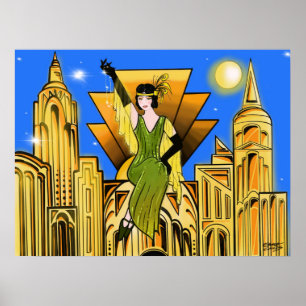 Elegant Beauful Art Deco-geïnspireerd Poster