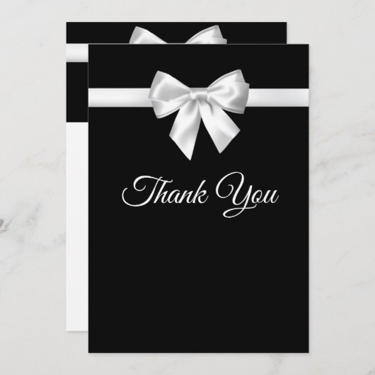 Elegant Beauful Black White Weddenschap Bedankkaart (Voorkant / Achterkant)