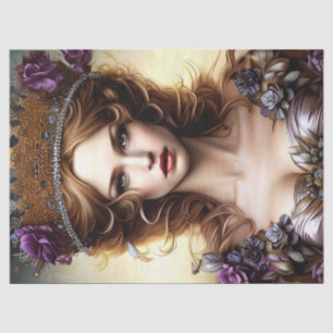 Elegant Beauful Princess Paarse Roos-ontvlechting Tissuepapier