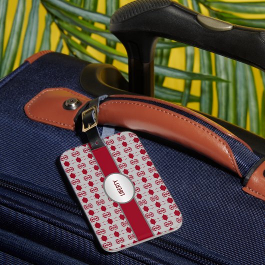 Elegant Beauful Silver en Burgundy Bagagelabel (Voorkant Insitu 1)