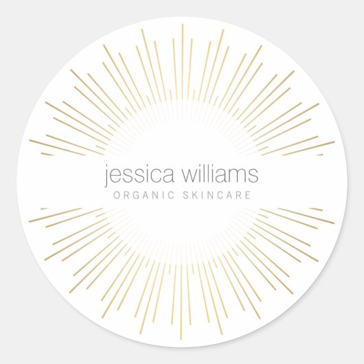 Elegant Beauty Gold Sunburst Ronde Sticker (Voorkant)
