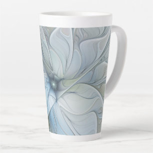 Elegant Beauty Modern Abstract Fractal Art Flower Latte Mok