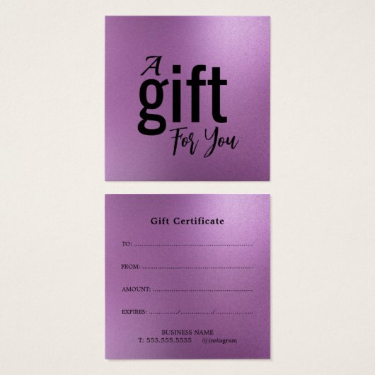 Elegant Beauty Salon Cadeaubon Kaart – Eenvoudig (Voorkant /achterkant)