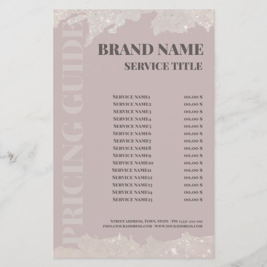 Elegant Beauty Salon Price List Roze Flyer (Voorkant)