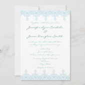 Elégant bébé Dentelle Bleue Invitations de mariage (Devant)