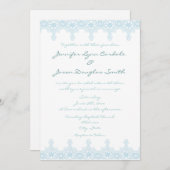 Elégant bébé Dentelle Bleue Invitations de mariage (Devant / Derrière)