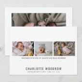 Elégant bébé fille photo Collage Faire-part de nai (Devant / Derrière)