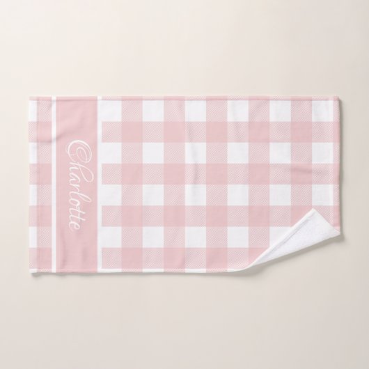 Élégant bébé moderne rose blanc Chèques Buffalo bl (Serviette à main)