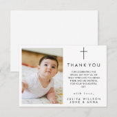 Élégant bébé photo Carte de remerciements de baptê (Devant / Derrière)