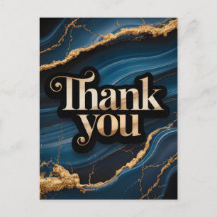Elegant Bedankje Ontwerp met Blauw en Goud Briefkaart