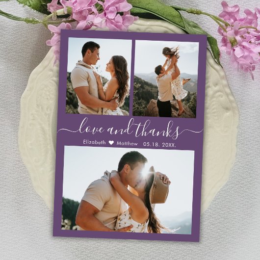 Elegant Bedankt Script Mauve Fotocollage Bruiloft