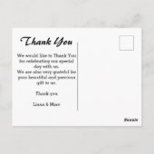 Elegant bedankt White Script Photo Wedding Postc Briefkaart (Achterkant)