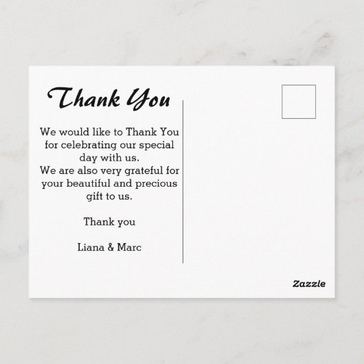 Elegant bedankt White Script Photo Wedding Postc Briefkaart (Achterkant)