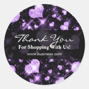 Elegant bedrijf dank u Paarse glitter harten Ronde Sticker