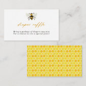 Elegant Bee and Honeycomb Diaper Raffle Informatiekaartje (Voorkant / Achterkant)
