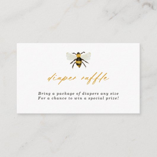 Elegant Bee and Honeycomb Diaper Raffle Informatiekaartje (Voorkant)