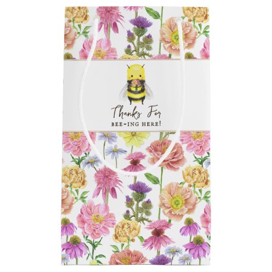 Elegant Bee en Wildflower Baby shower Favor Bag Klein Cadeauzakje (Voorkant)