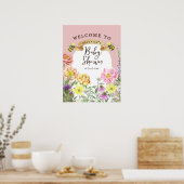 Elegant Bee en Wildflower Baby shower Welkom Poster (Keuken)