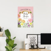 Elegant Bee en Wildflower Baby shower Welkom Poster (Thuiskantoor)